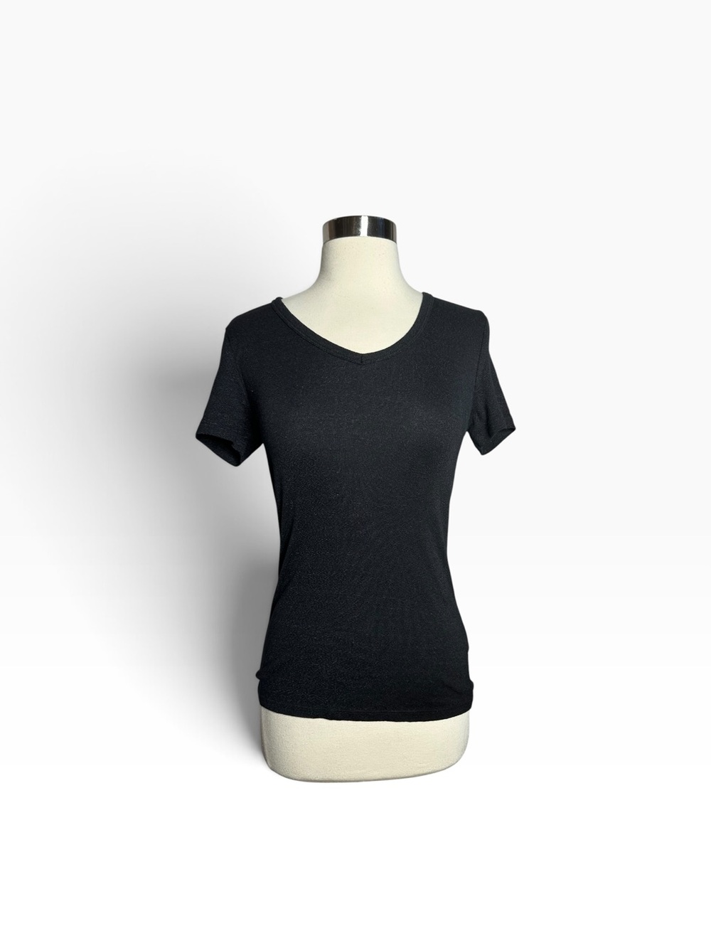 Michael Stars for Anthropologie XS/S Black V-Neck Knit Short Sleeve Top USA Made